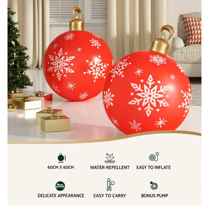 Jingle Jollys Christmas Inflatable Ball Bauble 60cm Outdoor Decoration Red - Image 4