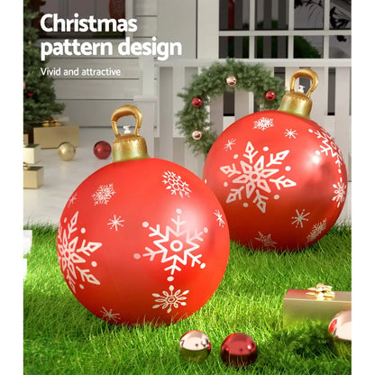 Jingle Jollys Christmas Inflatable Ball Bauble 60cm Outdoor Decoration Red - Image 6