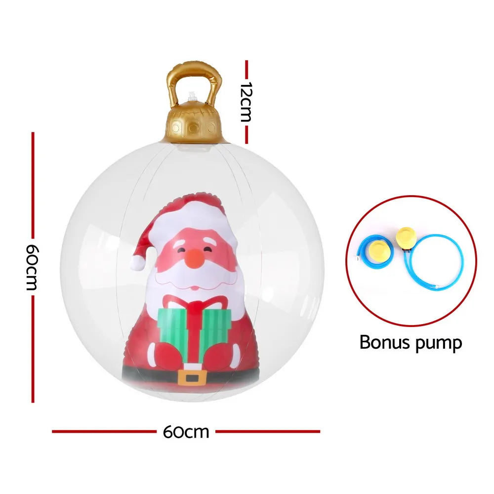 Jingle Jollys Christmas Inflatable Ball 60cm Santa Decoration Giant Bauble Clear - Image 2