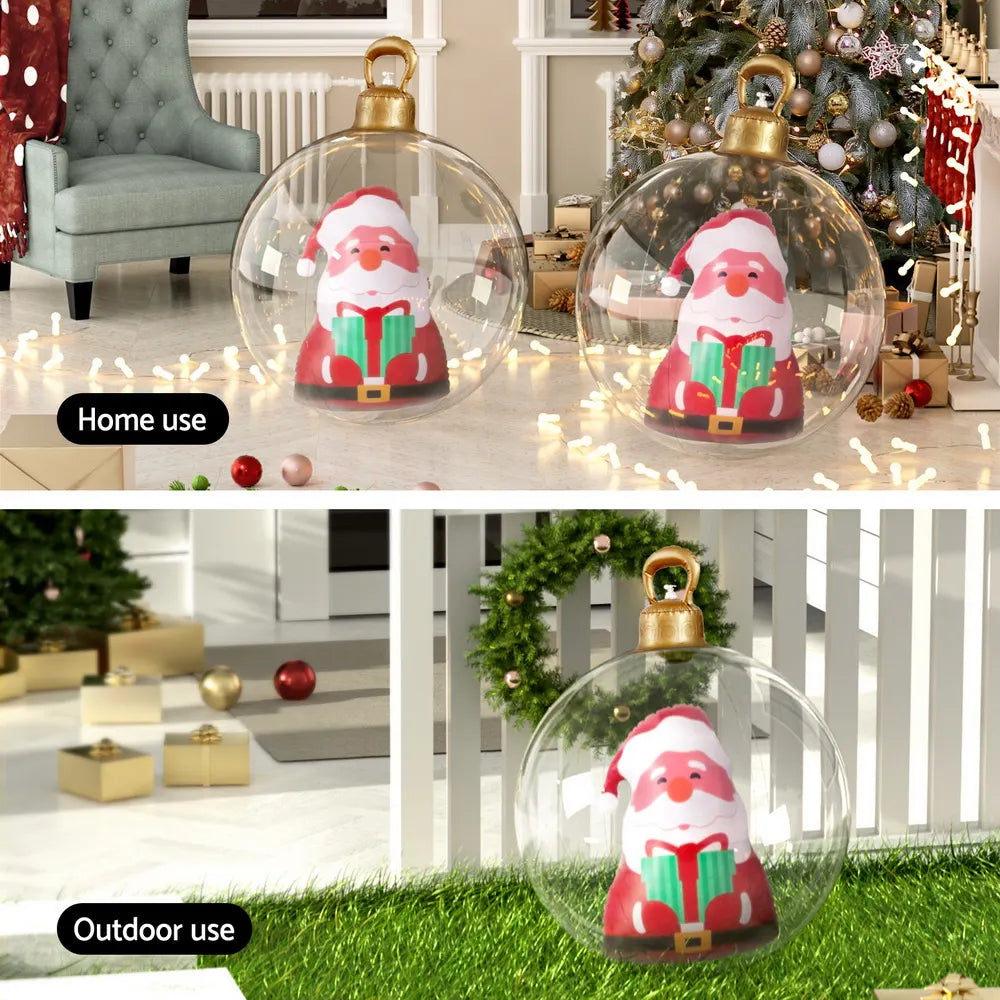 Jingle Jollys Christmas Inflatable Ball 60cm Santa Decoration Giant Bauble Clear - Image 5