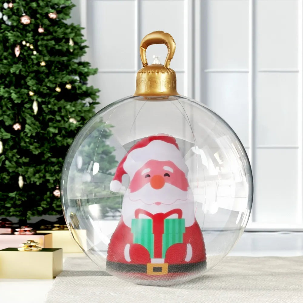 Jingle Jollys Christmas Inflatable Ball 60cm Santa Decoration Giant Bauble Clear - Image 7