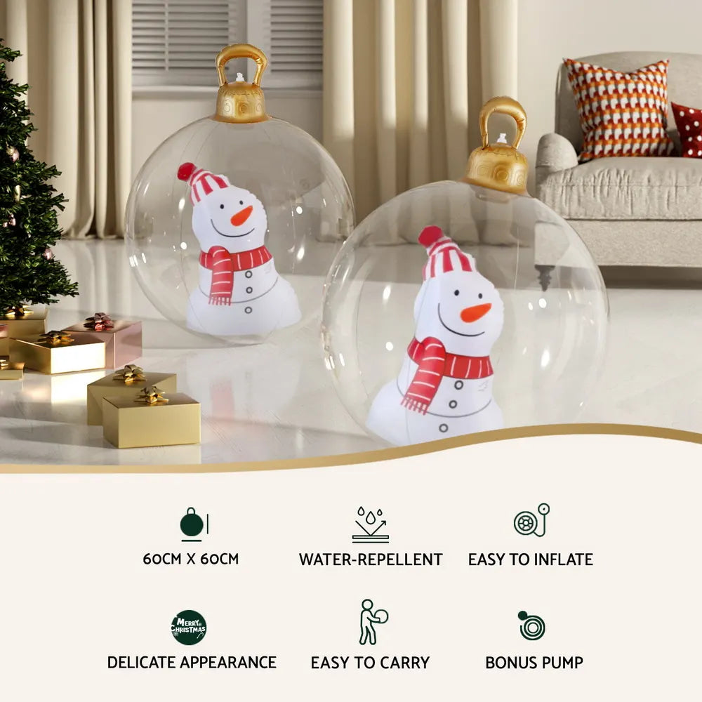 Jingle Jollys Christmas Inflatable Ball 60cm Snowman Decoration Giant Bauble - Image 4