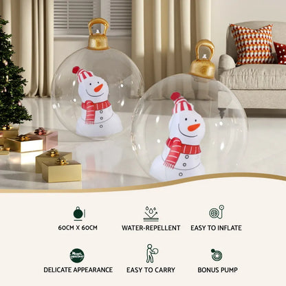 Jingle Jollys Christmas Inflatable Ball 60cm Snowman Decoration Giant Bauble - Image 4