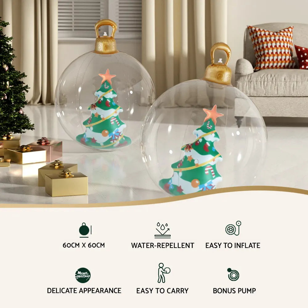 Jingle Jollys Christmas Inflatable Ball 60cm Tree Decoration Giant Bauble Clear - Image 4