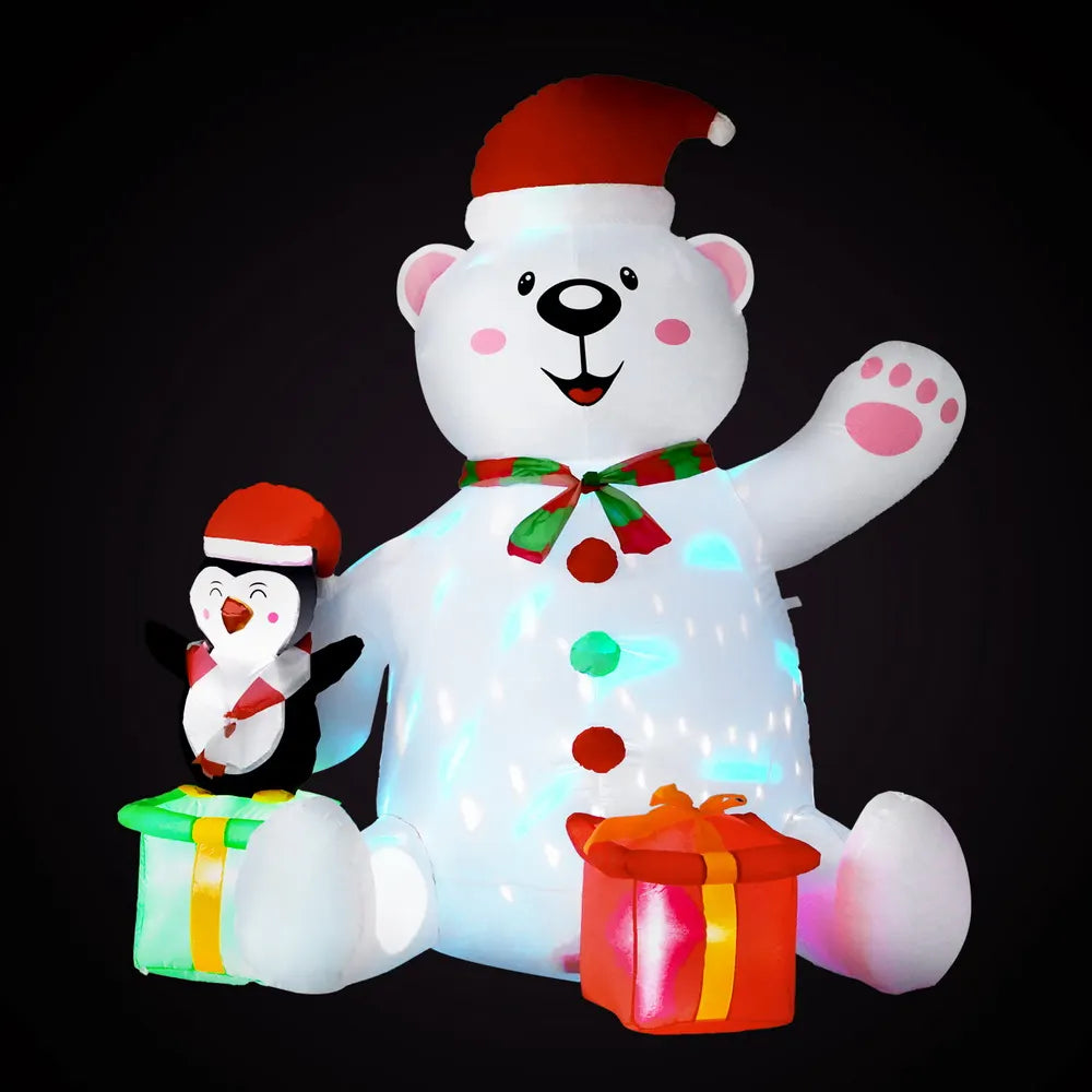 Jingle Jollys Christmas Inflatable Bear 1.8M Height LED Outdoor Decorations Illuminated - Image 2