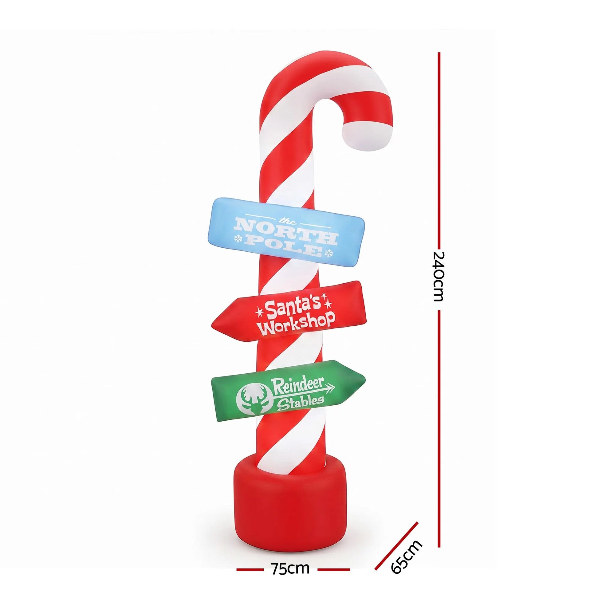 Jingle Jollys Christmas Inflatable Candy Pole 2.4M Illuminated Decorations - Image 2