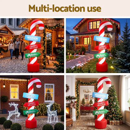 Jingle Jollys Christmas Inflatable Candy Pole 2.4M Illuminated Decorations - Image 5