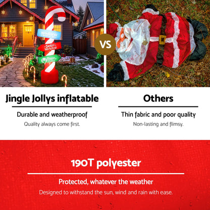 Jingle Jollys Christmas Inflatable Candy Pole 2.4M Illuminated Decorations - Image 6