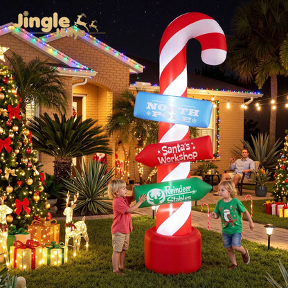 Jingle Jollys Christmas Inflatable Candy Pole 2.4M Illuminated Decorations - Image 8