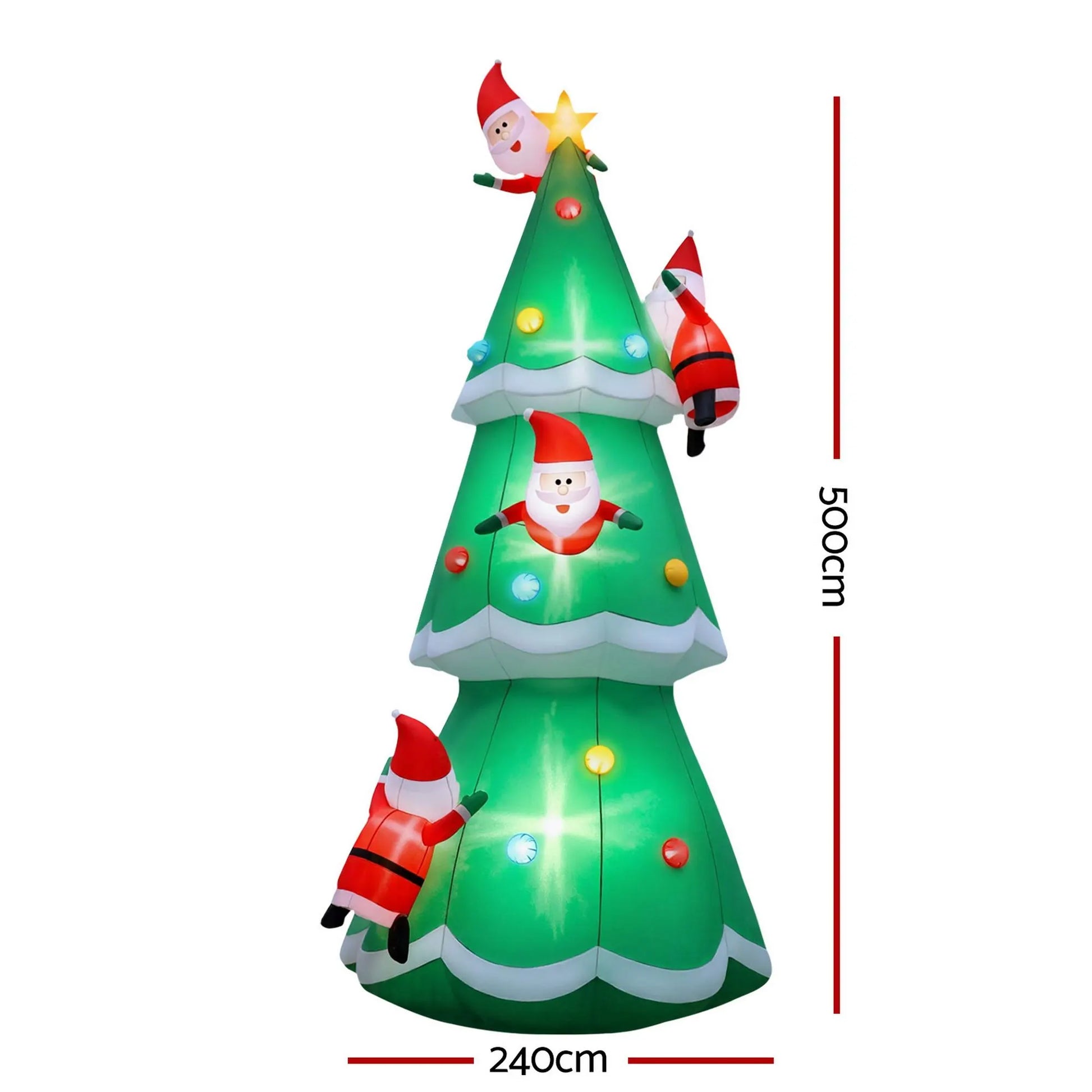 Jingle Jollys Christmas Inflatable Santa Tree 5M Illuminated Decorations - Image 2