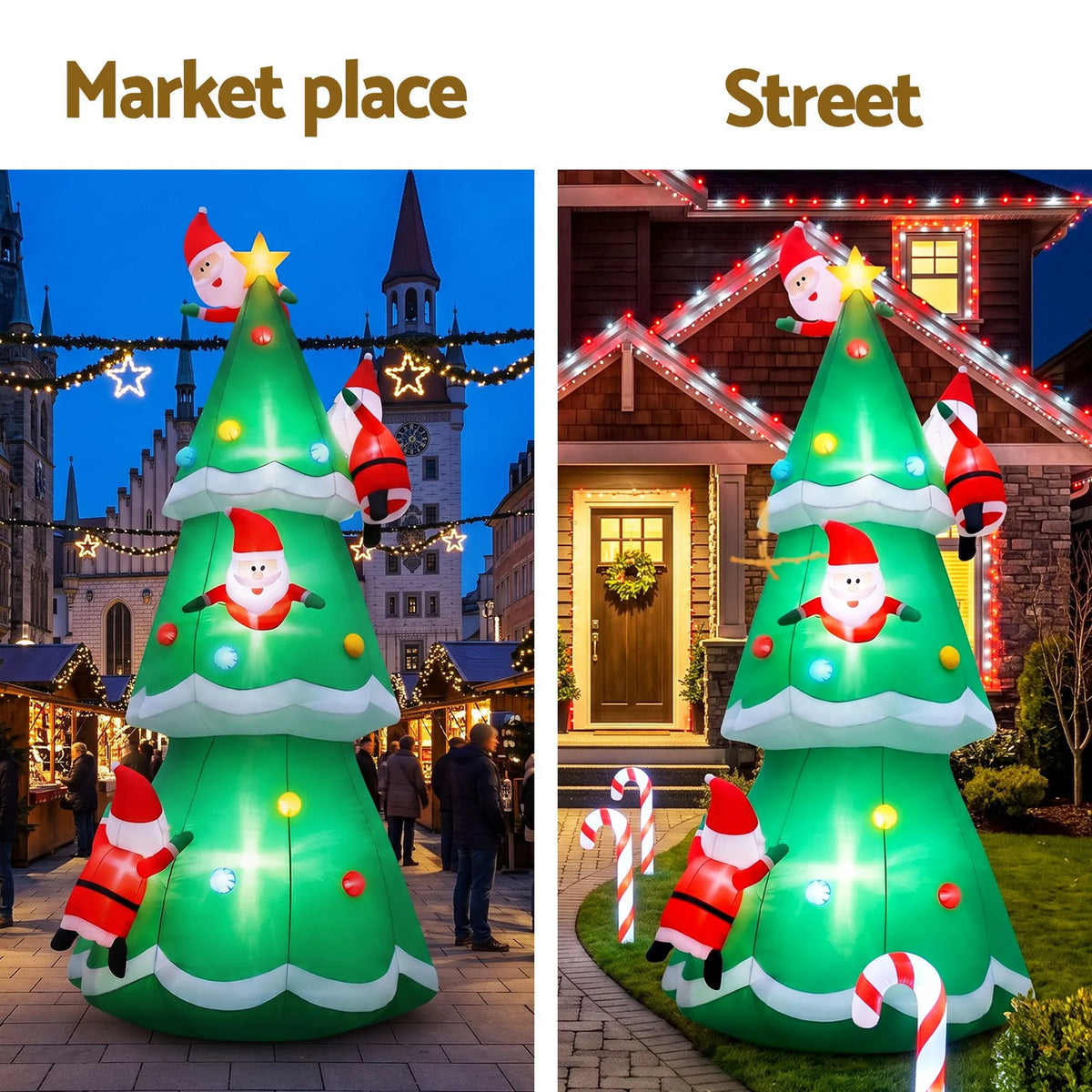 Jingle Jollys Christmas Inflatable Santa Tree 5M Illuminated Decorations - Image 5
