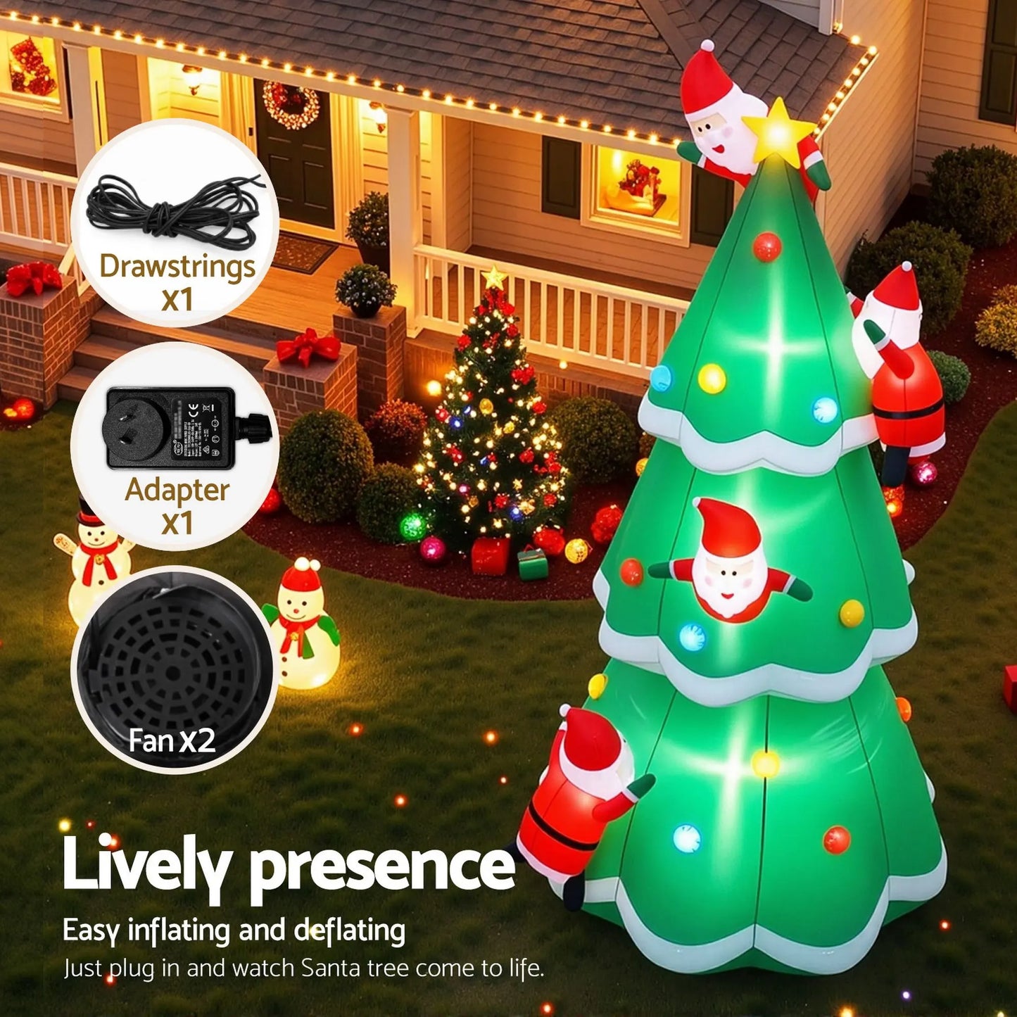 Jingle Jollys Christmas Inflatable Santa Tree 5M Illuminated Decorations - Image 7