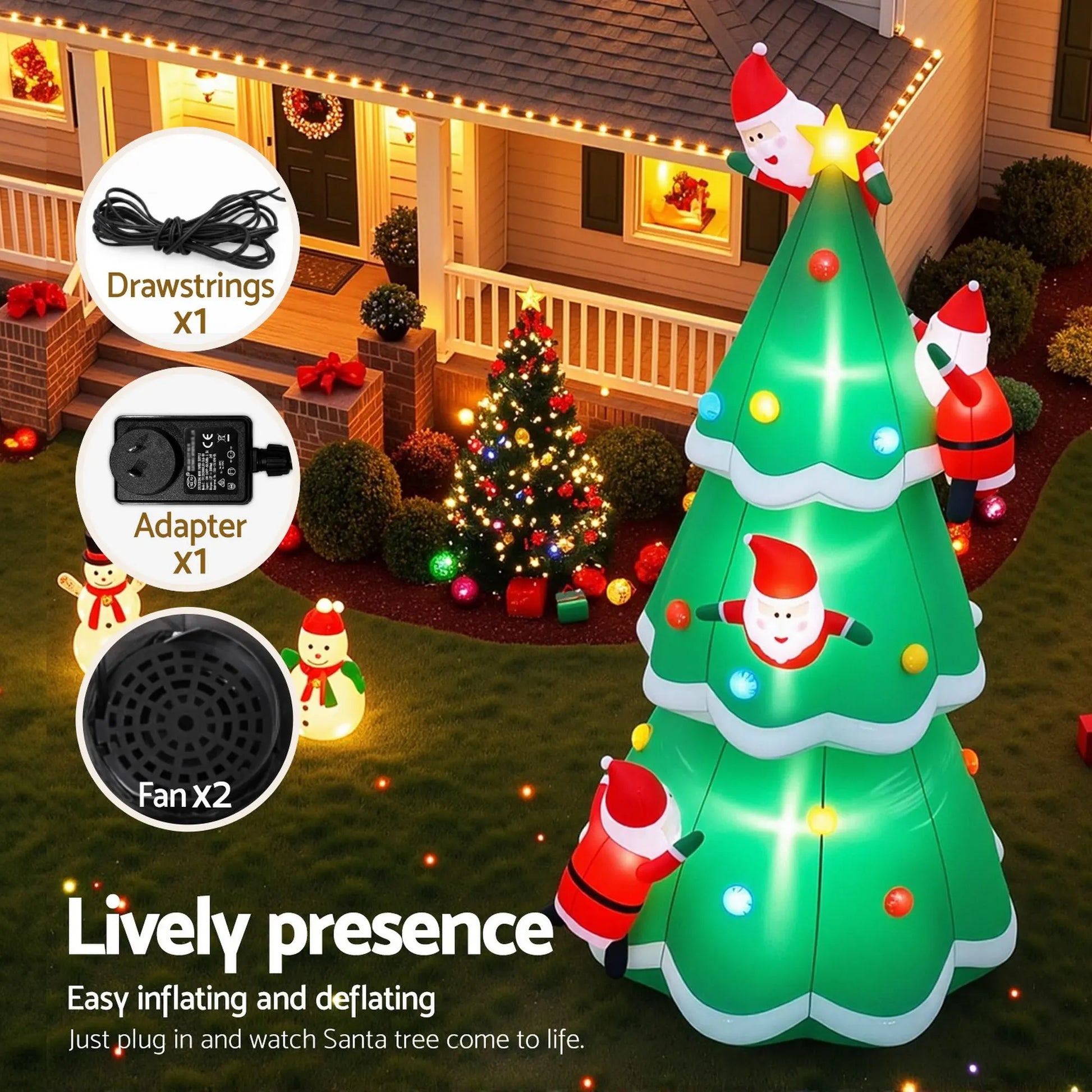 Jingle Jollys Christmas Inflatable Santa Tree 5M Illuminated Decorations - Image 7