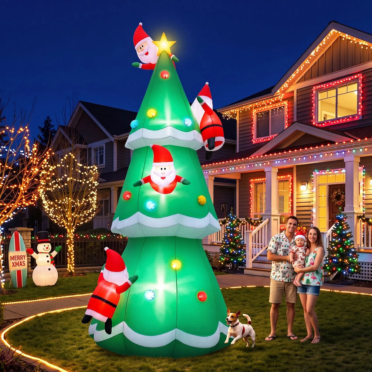 Jingle Jollys Christmas Inflatable Santa Tree 5M Illuminated Decorations - Image 8