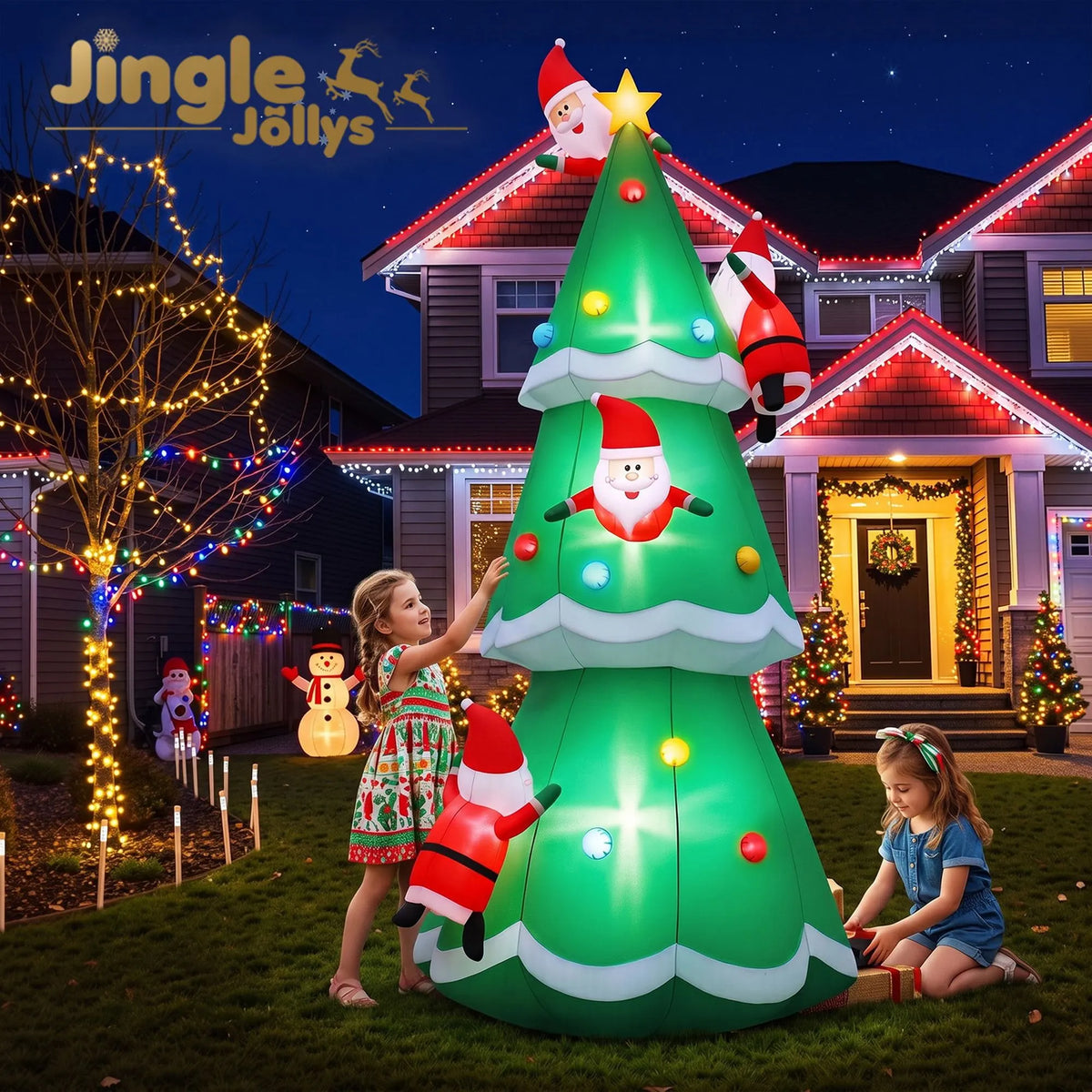 Jingle Jollys Christmas Inflatable Santa Tree 5M Illuminated Decorations - Image 9