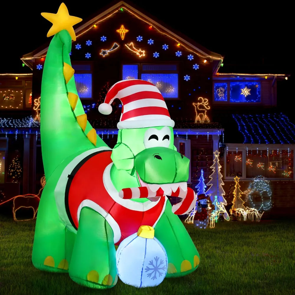 Jingle Jollys Christmas Inflatable Dinosaur 1.86M Height LED Decorations Illuminated - Image 7