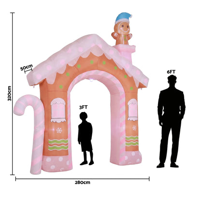 Jingle Jollys Christmas Inflatable Gingerbread Man Candy 3.2M Illuminated Decorations - Image 2