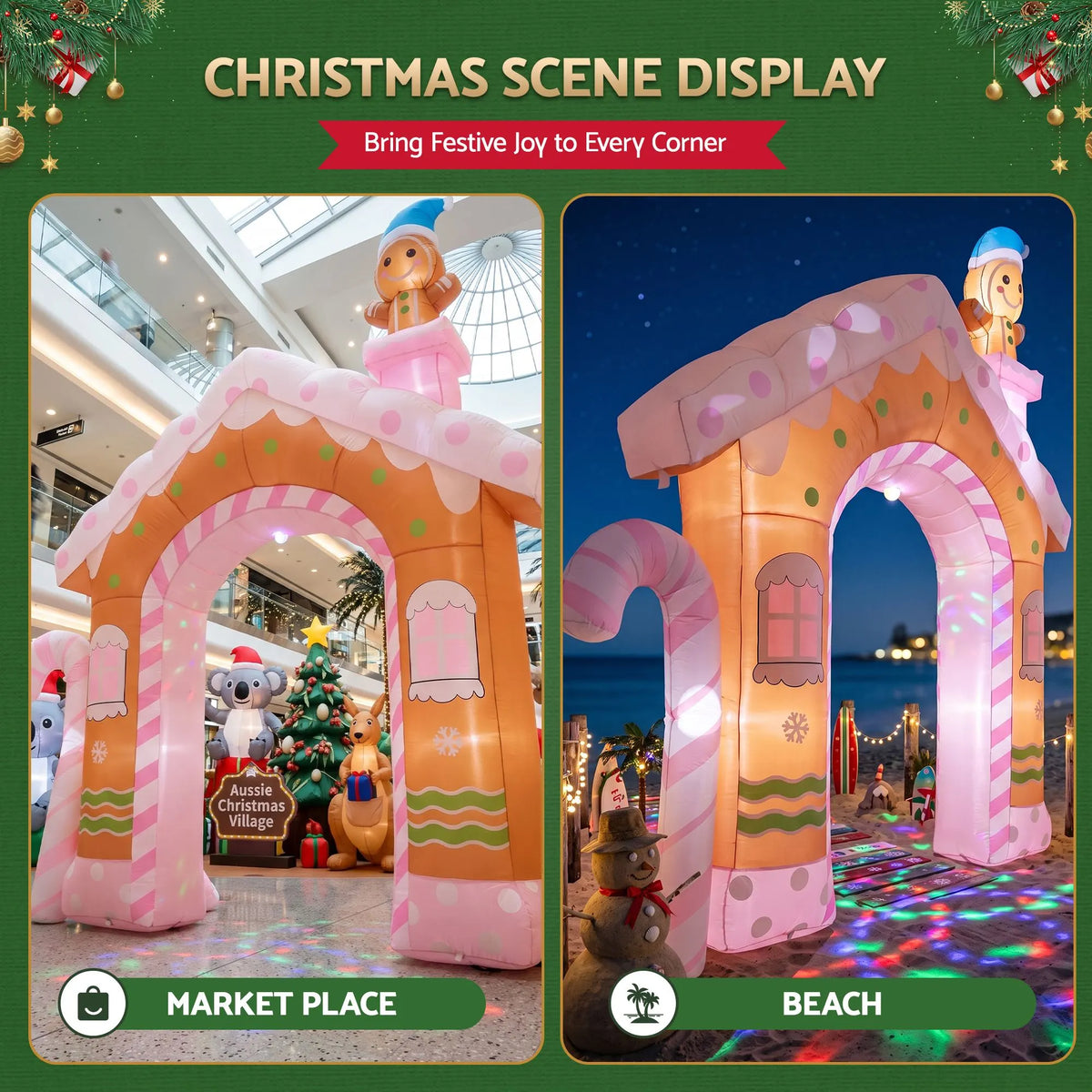 Jingle Jollys Christmas Inflatable Gingerbread Man Candy 3.2M Illuminated Decorations - Image 6