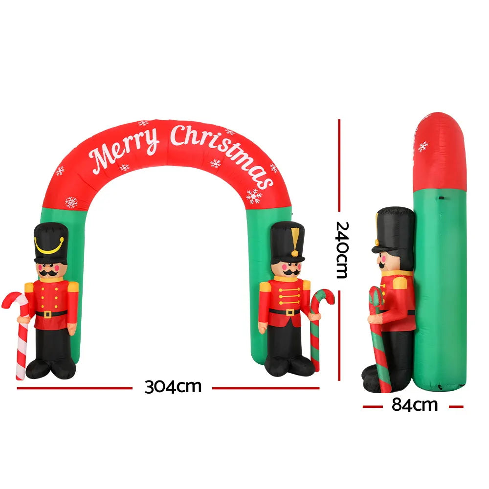 Jingle Jollys Christmas Inflatable Archwary Nutcracker 3M Illuminated Decorations - Image 2