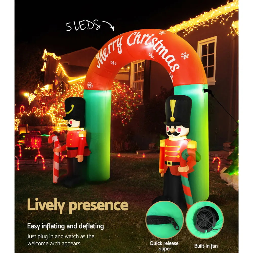 Jingle Jollys Christmas Inflatable Archwary Nutcracker 3M Illuminated Decorations - Image 5