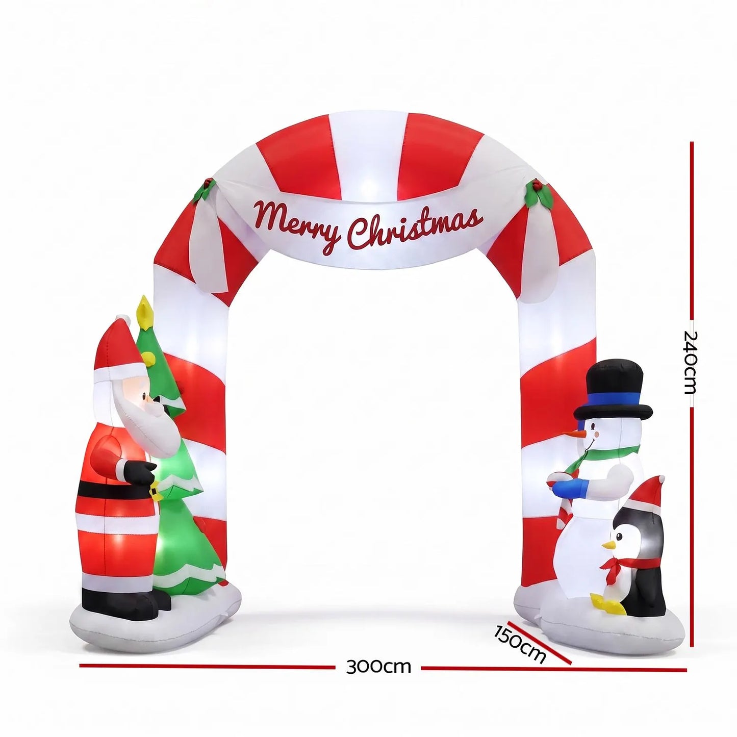 Jingle Jollys Christmas Inflatable Archwary Santa 3M Illuminated Decorations - Image 2
