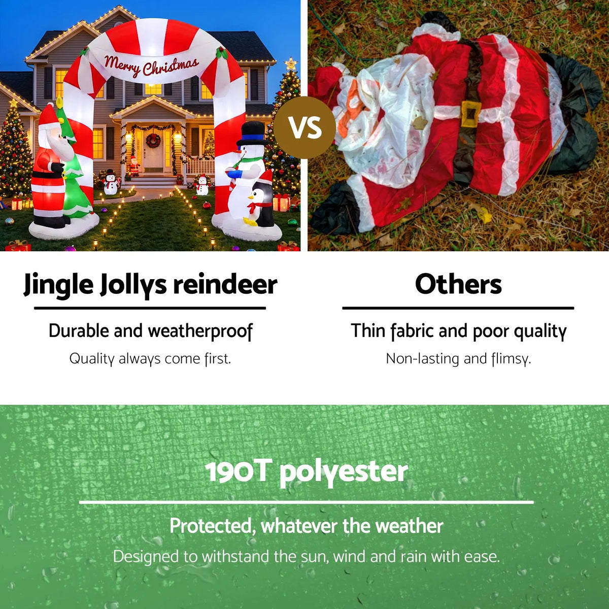 Jingle Jollys Christmas Inflatable Archwary Santa 3M Illuminated Decorations - Image 5