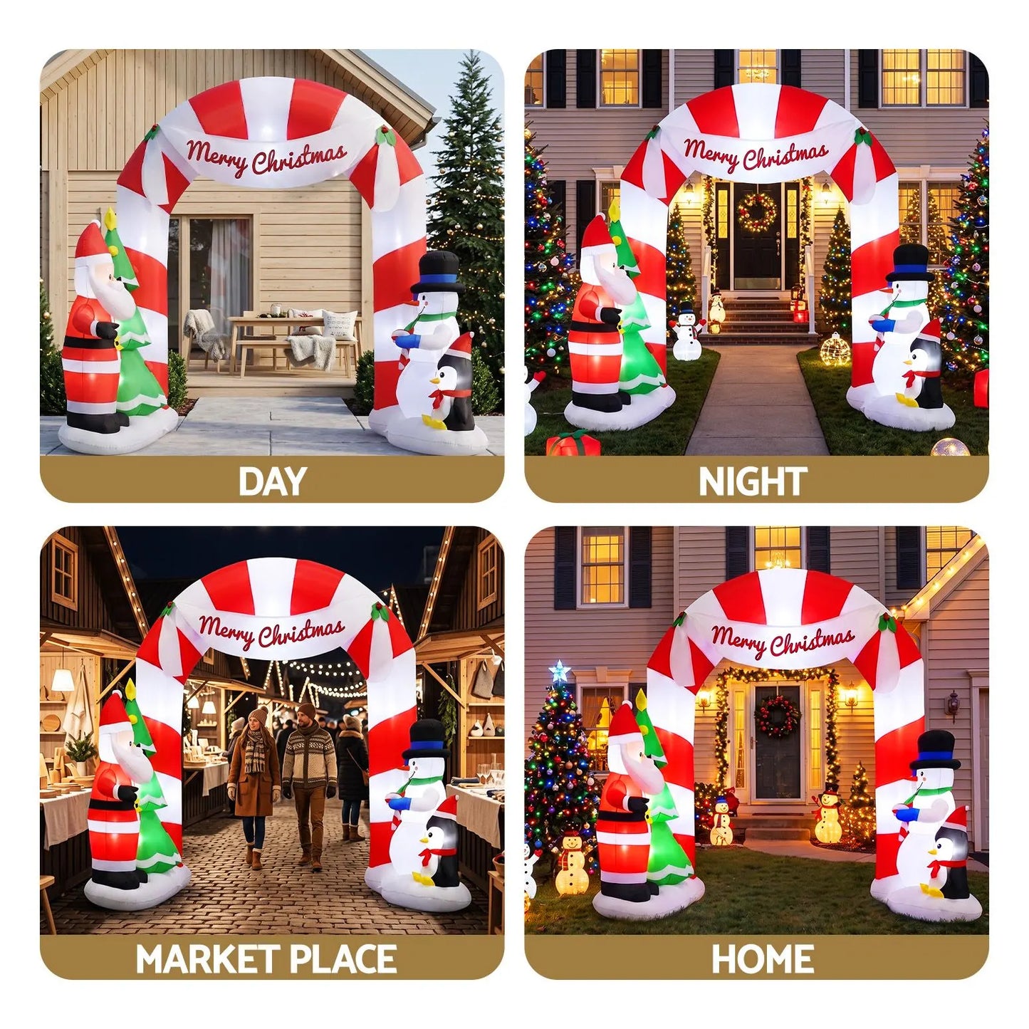 Jingle Jollys Christmas Inflatable Archwary Santa 3M Illuminated Decorations - Image 7