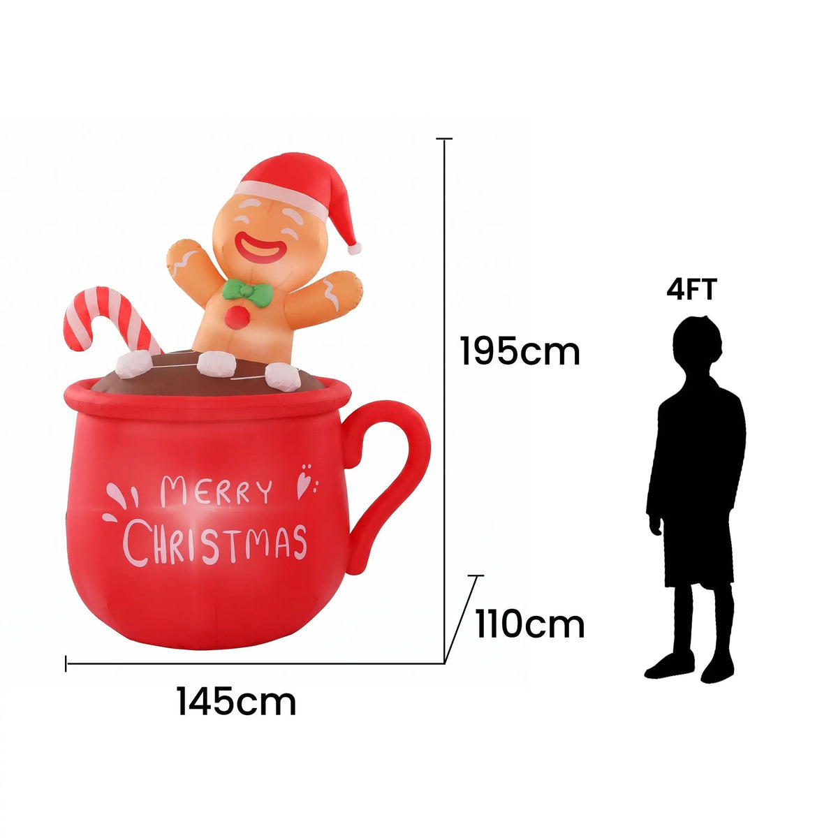 Jingle Jollys Christmas Inflatable Cup 1.8M Height LED Outdoor Decorations Illuminated - Image 2