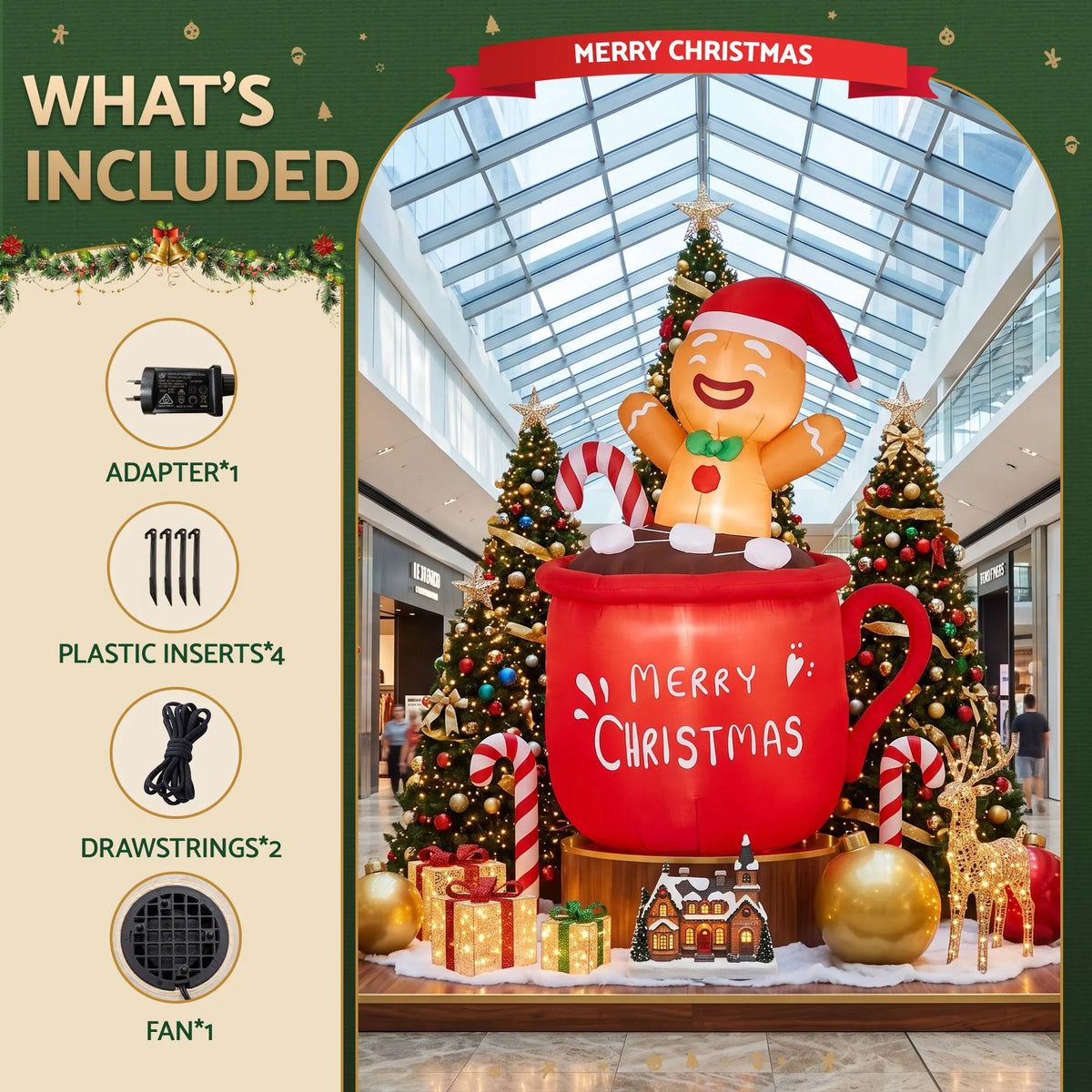 Jingle Jollys Christmas Inflatable Cup 1.8M Height LED Outdoor Decorations Illuminated - Image 7