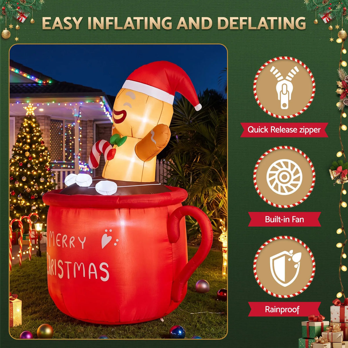 Jingle Jollys Christmas Inflatable Cup 1.8M Height LED Outdoor Decorations Illuminated - Image 8