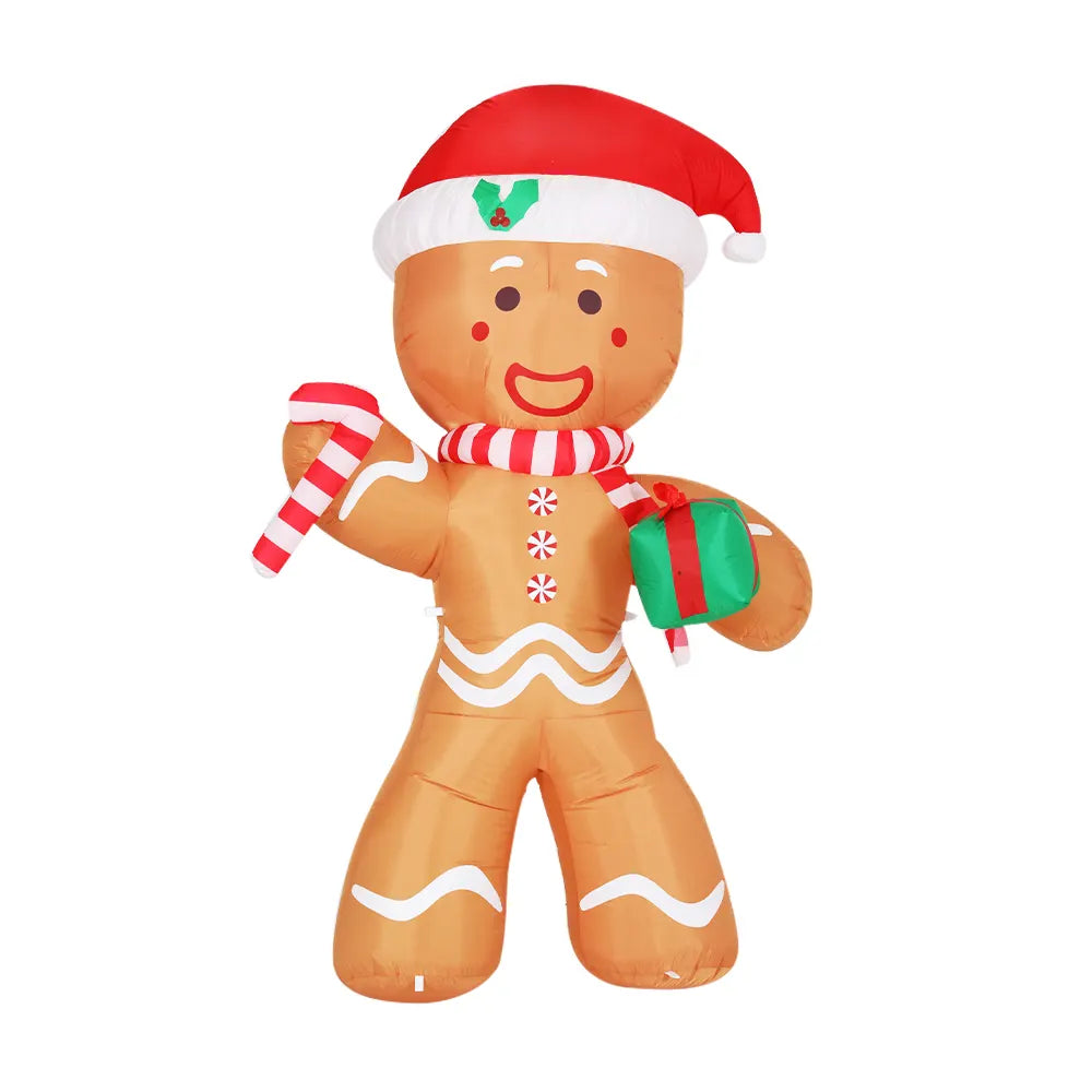 Jingle Jollys Christmas Inflatable Gingerbread Man 2.4M Illuminated Decorations - Image 3