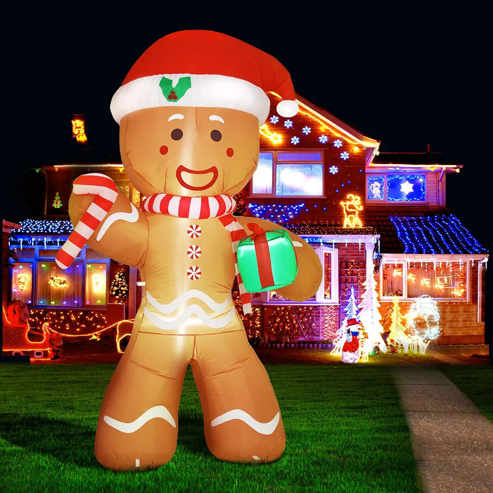 Jingle Jollys Christmas Inflatable Gingerbread Man 2.4M Illuminated Decorations - Image 8