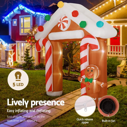 Jingle Jollys Christmas Inflatable Archwary Ginger 2.8M Illuminated Decorations - Image 3