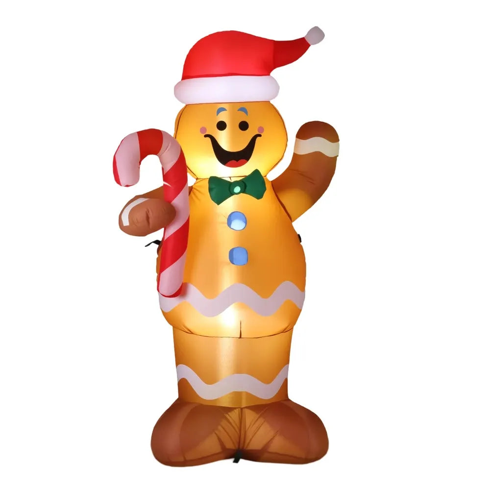 Jingle Jollys Christmas Inflatable Gingerbread Man 1.5M Height LED Decorations Illuminated - Image 2
