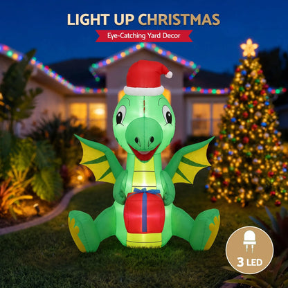 Jingle Jollys Christmas Inflatable Dragon 1.8M Height LED Outdoor Decorations Illuminated - Image 5