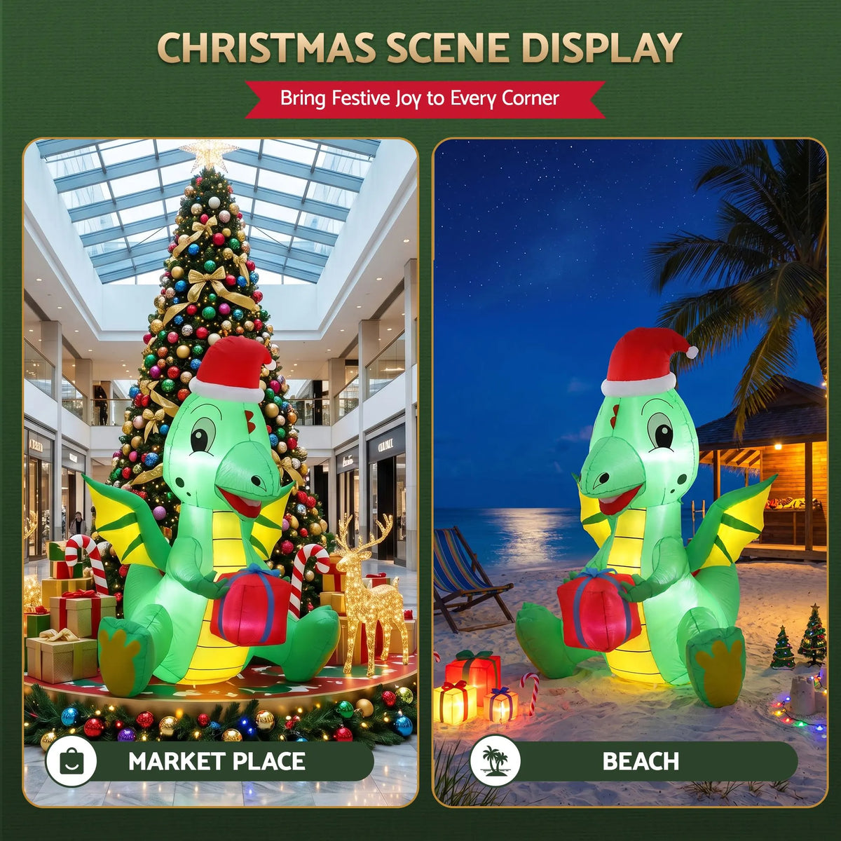 Jingle Jollys Christmas Inflatable Dragon 1.8M Height LED Outdoor Decorations Illuminated - Image 6