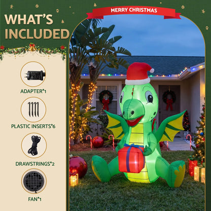 Jingle Jollys Christmas Inflatable Dragon 1.8M Height LED Outdoor Decorations Illuminated - Image 7