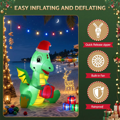 Jingle Jollys Christmas Inflatable Dragon 1.8M Height LED Outdoor Decorations Illuminated - Image 8