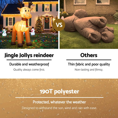 Jingle Jollys Christmas Inflatable Reindeer 5M Illuminated Decorations - Image 6