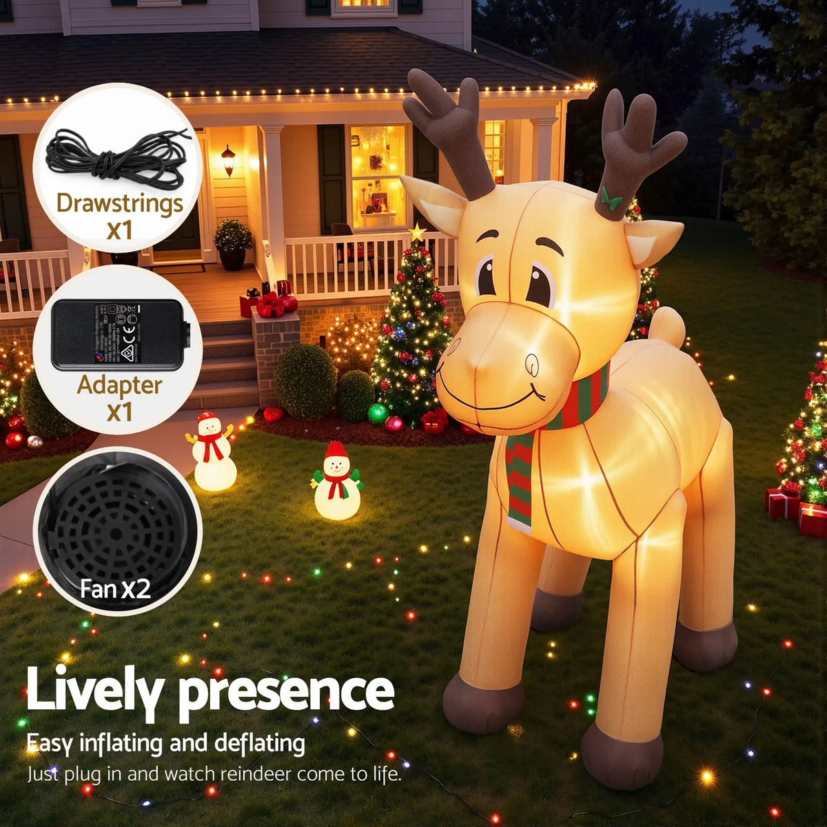 Jingle Jollys Christmas Inflatable Reindeer 5M Illuminated Decorations - Image 7