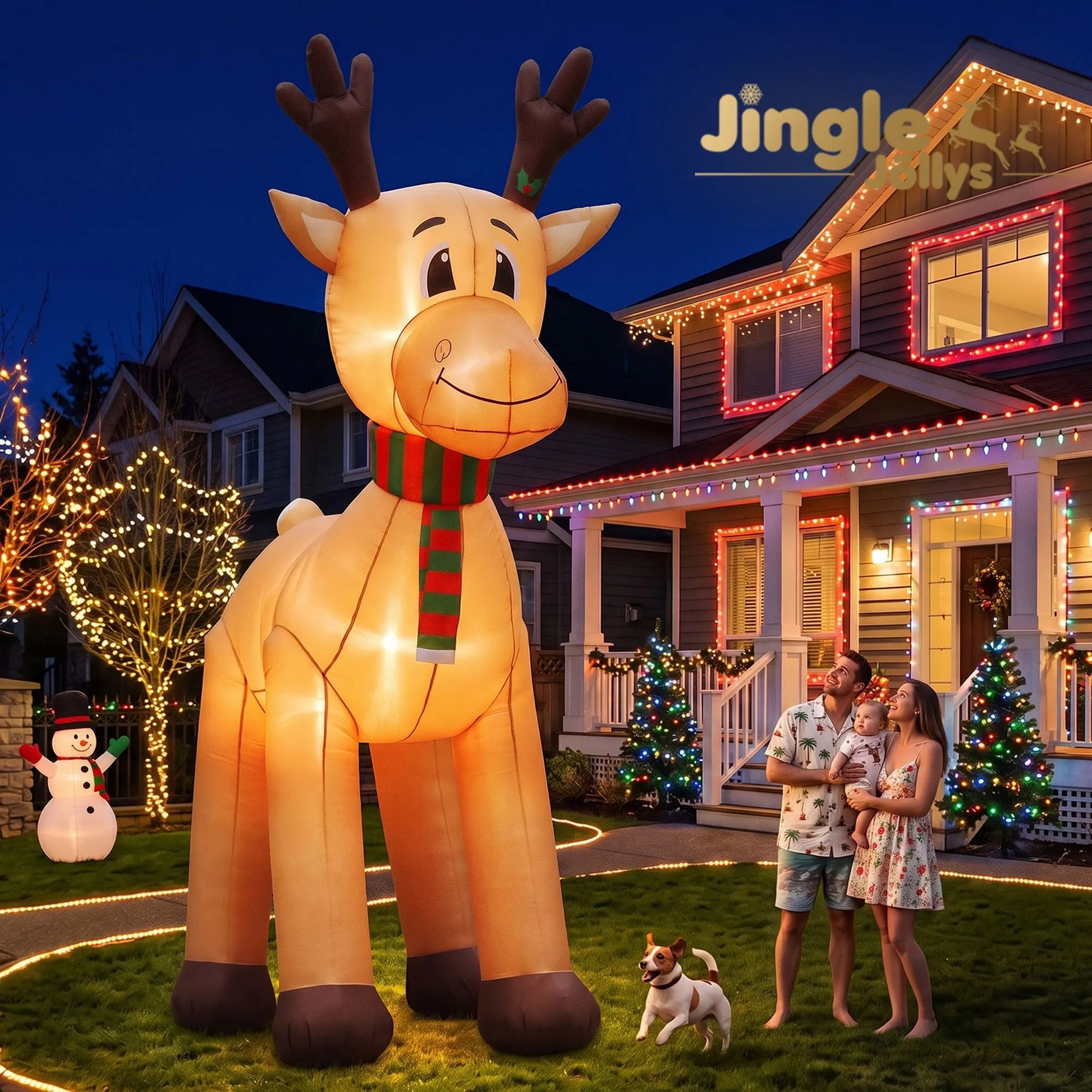 Jingle Jollys Christmas Inflatable Reindeer 5M Illuminated Decorations - Image 8