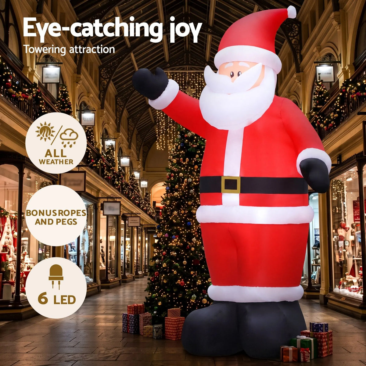 Jingle Jollys Christmas Inflatable Santa 5M Illuminated Decorations - Image 4