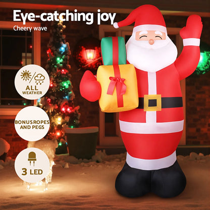 Jingle Jollys Christmas Inflatable Santa 2.4M Illuminated Decorations - Image 4