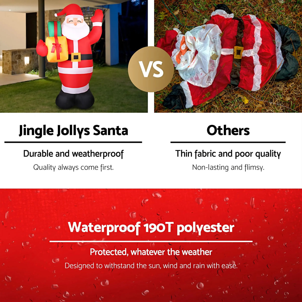 Jingle Jollys Christmas Inflatable Santa 2.4M Illuminated Decorations - Image 6