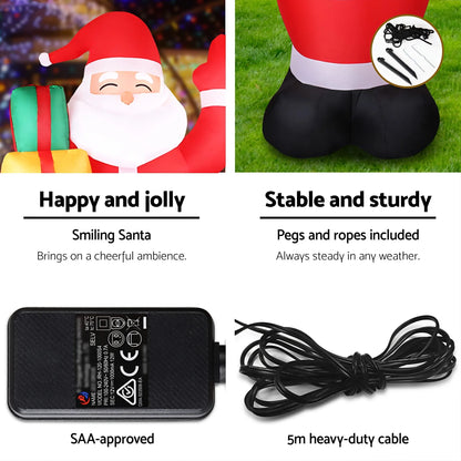 Jingle Jollys Christmas Inflatable Santa 2.4M Illuminated Decorations - Image 8