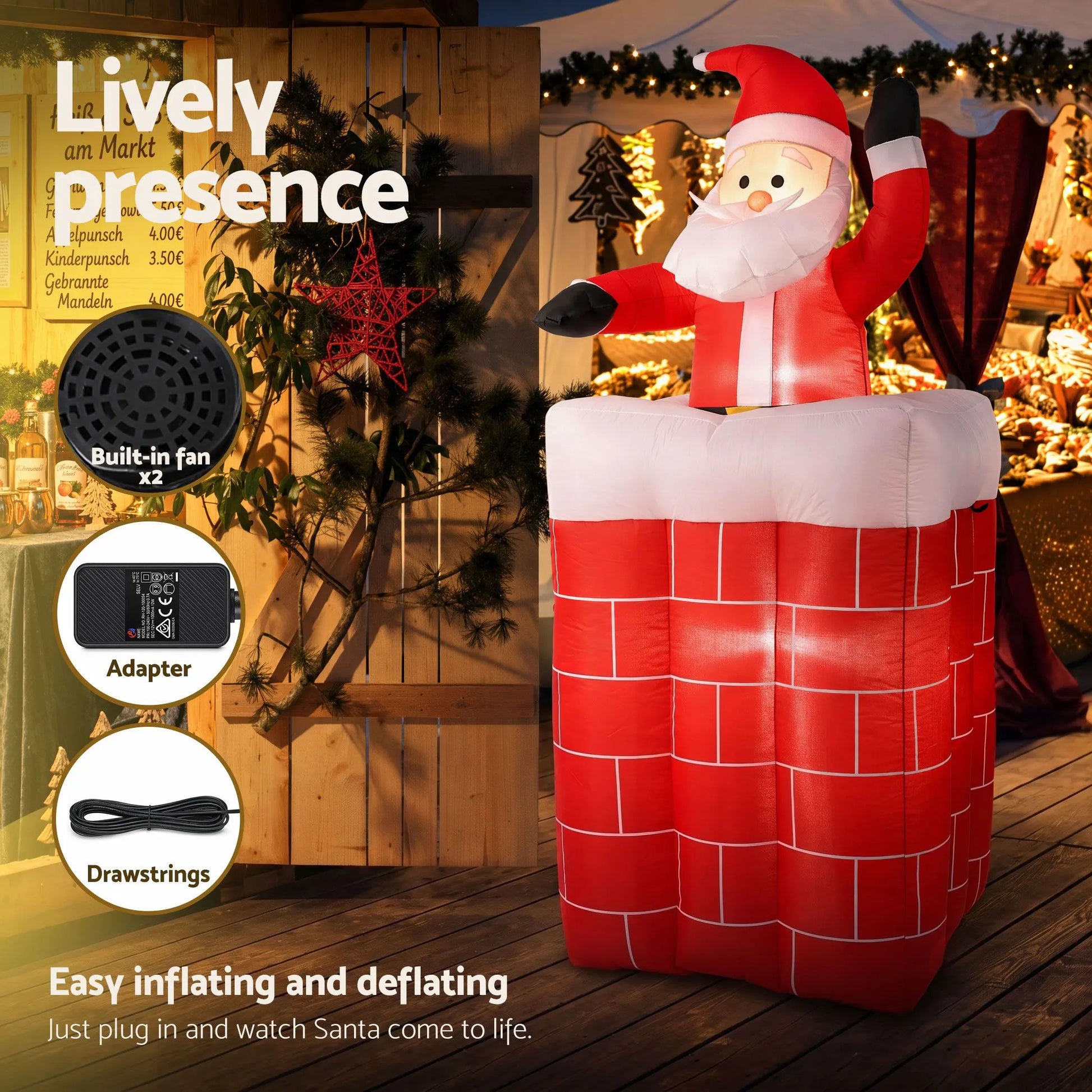 Jingle Jollys Christmas Inflatable Santa Pop Up 1.8M Illuminated Decorations - Image 7