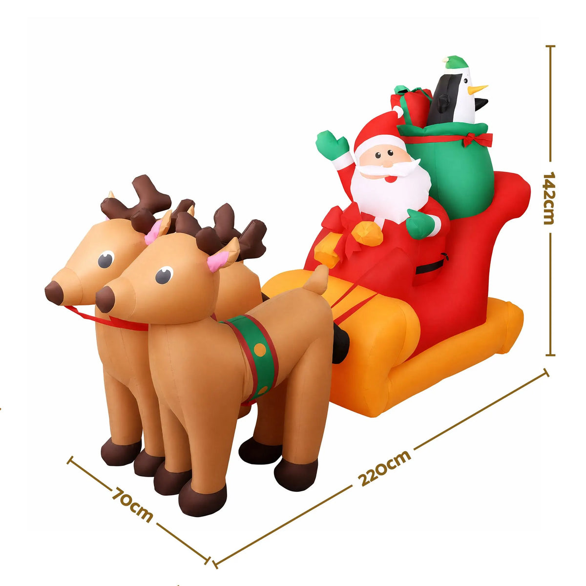 Jingle Jollys Christmas Inflatable Santa Sleigh 2.2M Illuminated Decorations - Image 2
