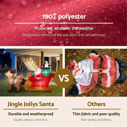 Jingle Jollys Christmas Inflatable Santa Sleigh 2.2M Illuminated Decorations - Image 6