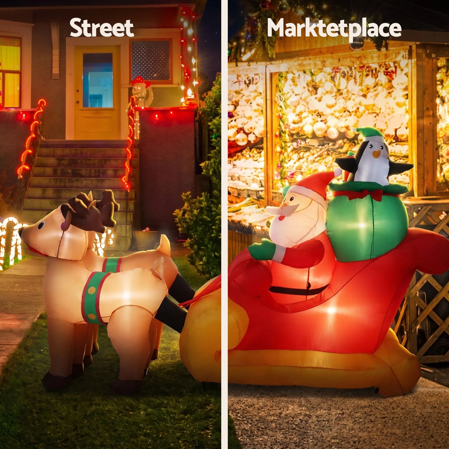 Jingle Jollys Christmas Inflatable Santa Sleigh 2.2M Illuminated Decorations - Image 8