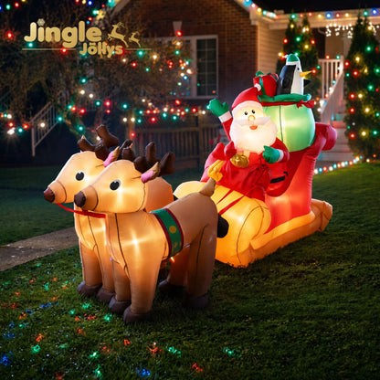 Jingle Jollys Christmas Inflatable Santa Sleigh 2.2M Illuminated Decorations - Image 9